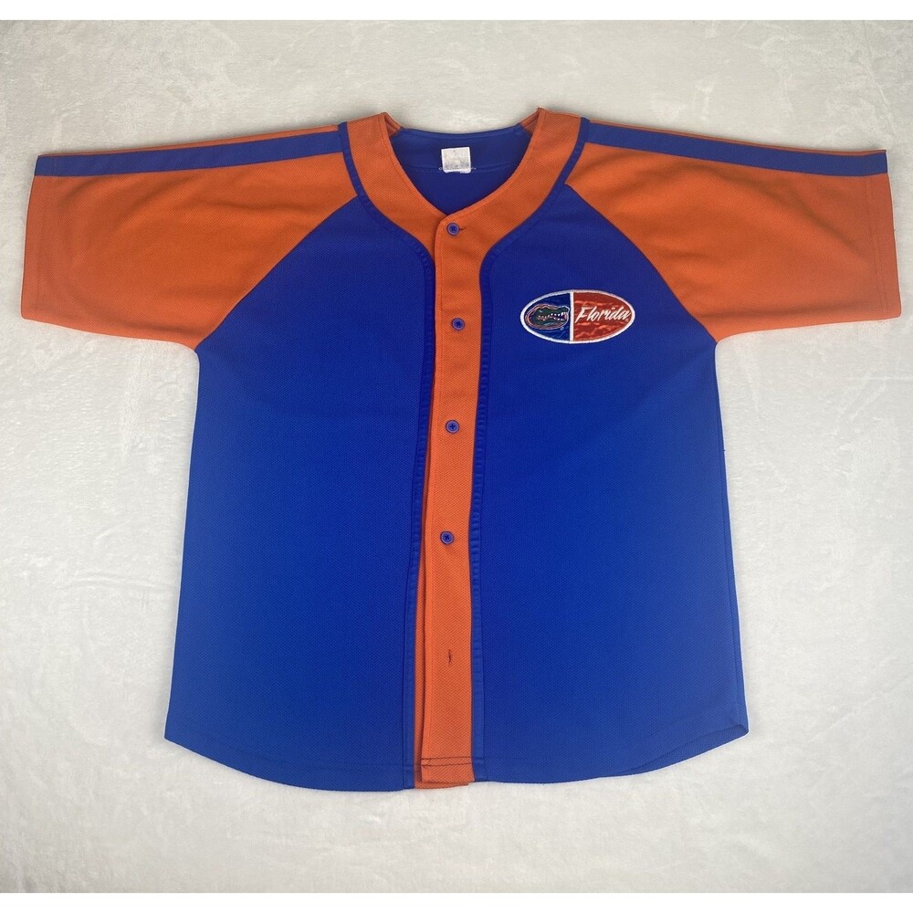Vintage Signal Sport Florida Gators Baseball Jersey Large Blue Orange Logo
